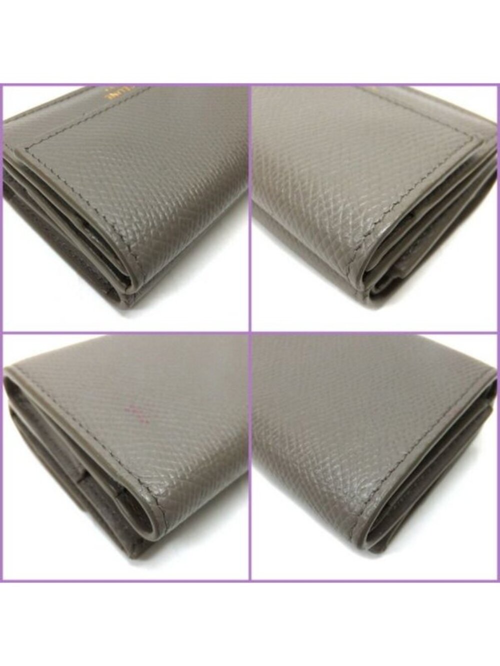 Celine Small Trifold Wallet Leather Gray Gold - Picture 5 of 7